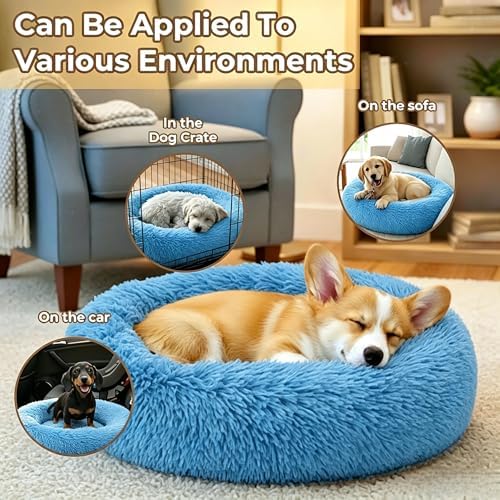 Calming Donut Dog and Cat Bed for Indoor Cats, Anti-Anxiety Round Fluffy Soft - Image 5