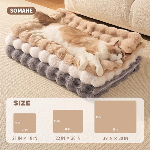 SOMAHE Soft Faux Fur Pet Blanket, Medium 28x22 Latte Coffee - Image 4