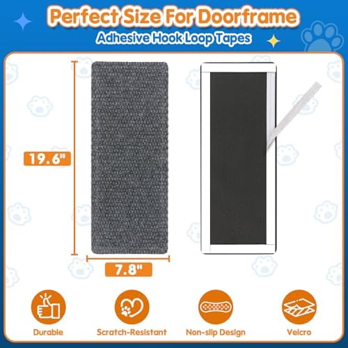 Wall Cat Scratcher for Indoor Cats, Corner Furniture Protector Grey - Image 5