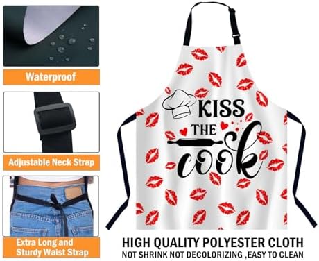 Kiss The Cook Bib Apron with Adjustable Neck - Image 3