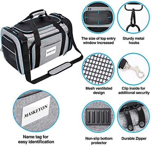 Airline Approved Pet Carrier, Large Soft Sided Pet Travel TSA Carrier 4 Sides - Image 6