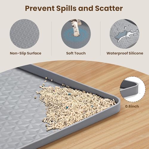 Dog Pee Pad Holder & Cat Litter Mat, XXL 51''×25.6'', Waterproof Floor Silicone - Image 4