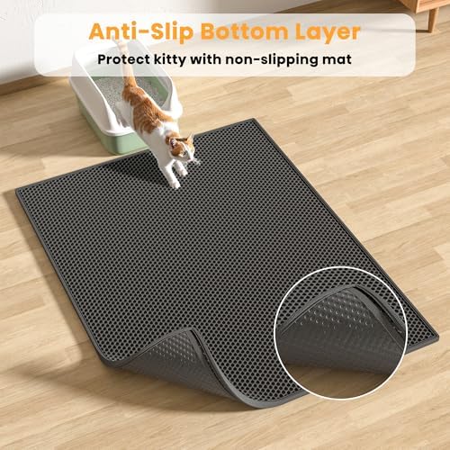 Pieviev Double Layer Cat Litter Mat Traps Litter 30''x24'' 2 Pack - Image 4