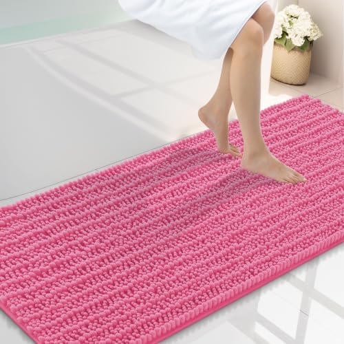 Smiry Bathroom Rugs 59X24, Extra Soft Rubber Backing Chenille Bath Mats by Smiry