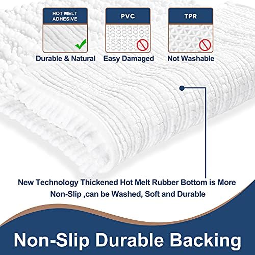 Luxury Chenille White Bathroom Rugs Sets 2 Piece, Thickened Hot Melt Rubber - Image 2