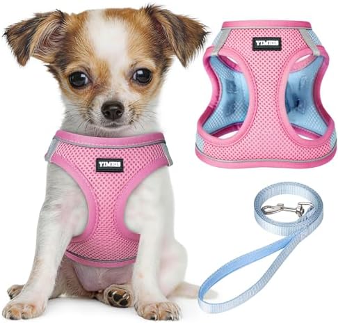No Pull Dog Puppy Harness and Leash Set Reflective Mesh Vest XX-Small by YIMEIS