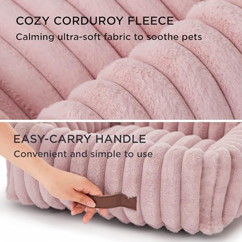 Bedsure ComfyFleece® Dog Bed for Small Dogs & Cats Washable，20in Blush Pink - Image 3