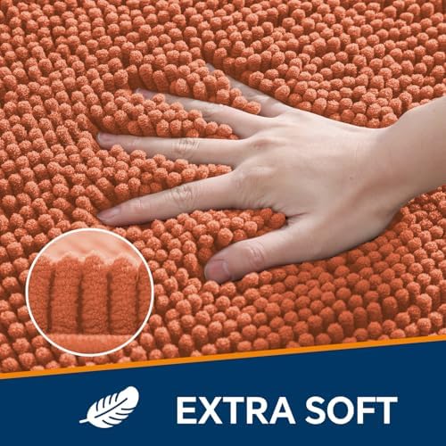 Chenille Bathroom Rug 36"x60" Coral, Large Plush Bath Mat - Image 3