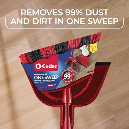 O-Cedar One Sweep Broom & Step-On Dustpan Set | Patented Wave Bristles Remove - Image 4