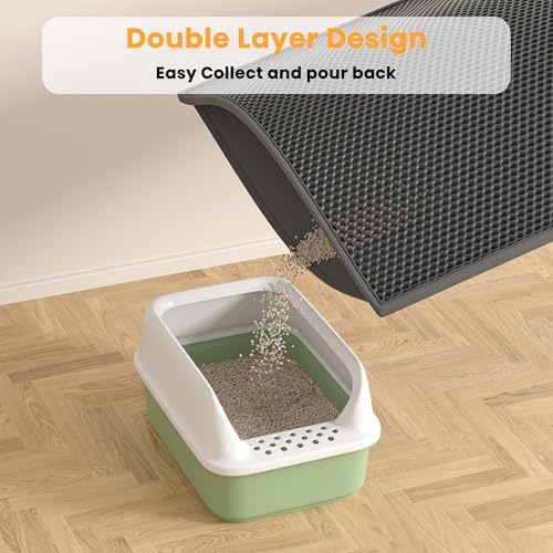 Pieviev Double Layer Cat Litter Mat Traps Litter 30''x24'' 2 Pack - Image 2