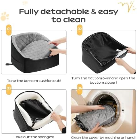 Dog Car Seat for Small Dogs Up to 30 Lbs, Pet Travel Safety Bed for Puppy Cat - Image 6