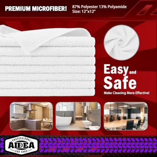 AIDEA Microfiber Cleaning Cloth White, Shop Towels 12×12" - Image 6