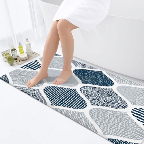 JAWO Blue and Grey Paisley Bath Mat - Image 4