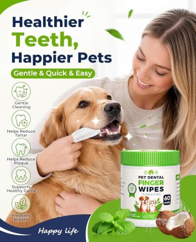 Dog Dental Wipes for Teeth Cleaning, Finger Toothbrush Wipes for Dogs Cats - Image 2