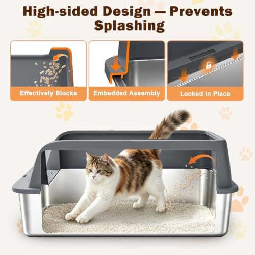 AIPERRO XL Stainless Steel Litter Box | Metal Cat Litter Boxes - Image 2