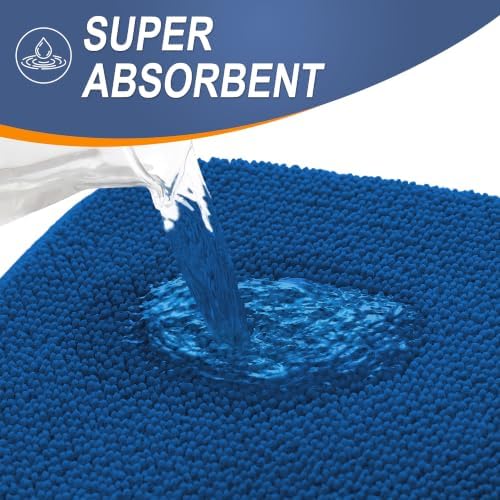 OLANLY Thick Memory Foam Bathroom Rug 36x24, Absorbent Bath Mat, Royal Blue - Image 3