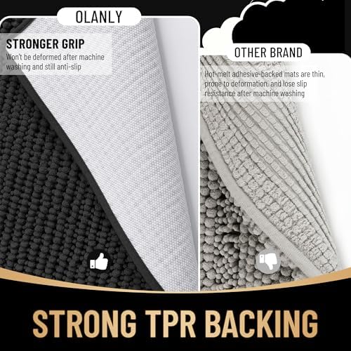 OLANLY Thick Chenille Bathroom Runner Rugs 44x24, Absorbent Bath Mat - Image 5