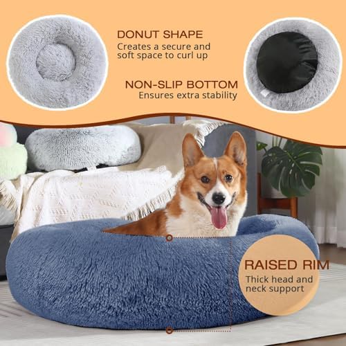 JOLLYVOGUE Dog Beds Large Sized Dog, 36 inches Calming Soft Anti-Anxiety Donut - Image 5
