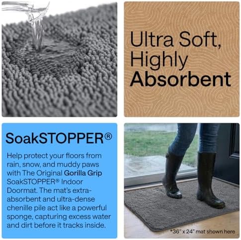 GORILLA GRIP SoakSTOPPER Dog Door Mat, Machine Wash and Dry, 48x30 Charcoal - Image 4