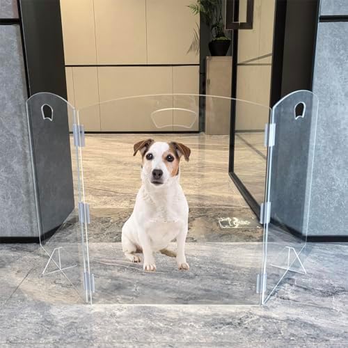 Clear Freestanding Dog Gate for Indoor Use, Pet Gates for Doorways no Drilling - Image 3