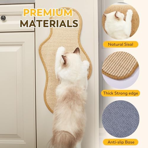 Sisal Cat Scratcher Mat with Sticky Tapes, 23.6" x 11.8" Cat Scratching Carpet - Image 3