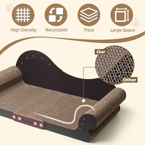 ComSaf Large Cat Scratcher Bed 26.7 in, Cardboard Cat Couch Scratch Pad - Image 4
