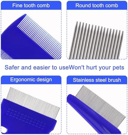 6 Pack Flea Comb for Cats Dogs, Stainless Steel Dog Cat Grooming Combs - Image 4