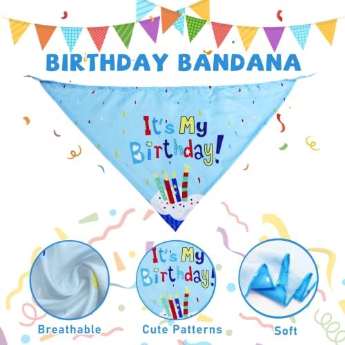 lilfrd 9Pcs Blue Dog Birthday Toy Set, Squeaky Hat Bandana Gift - Image 5