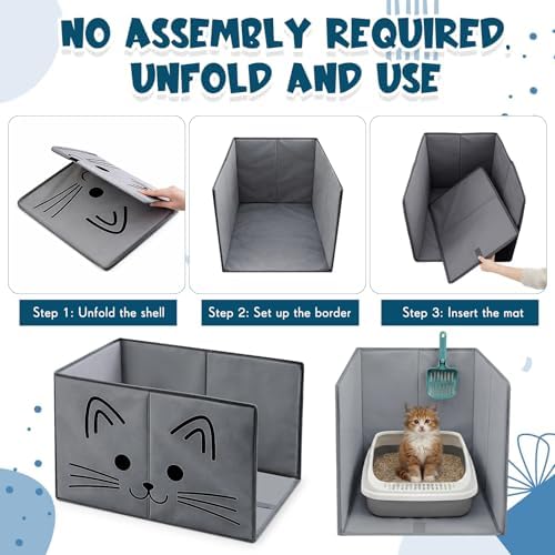 27.8"L×19.5"W×16.93"H Foldable Cat Litter Box Enclosure Splash Guard - Image 6