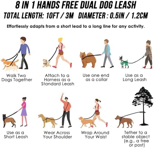 Lukovee Hands Free Dog Leash, 10FT Adjustable Waist-Lead & Shoulder Lead - Image 3
