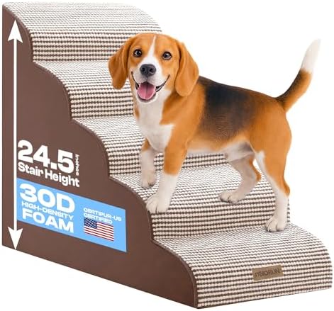 Miorun Dog Stairs for High Beds, 24.5" Foam Pet Ramp Step for Small Dogs by Miorun