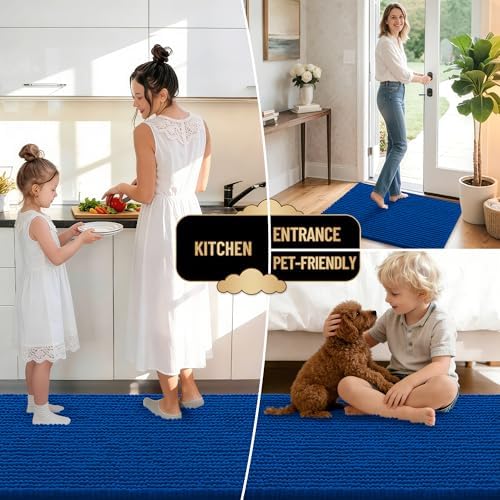 OLANLY Thick Chenille Bathroom Runner Rugs Mats 44x24, Royal Blue - Image 6