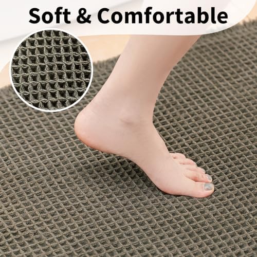 Waffle Bath Mat, Boho Bathroom Rugs Non Slip Washable - Image 3