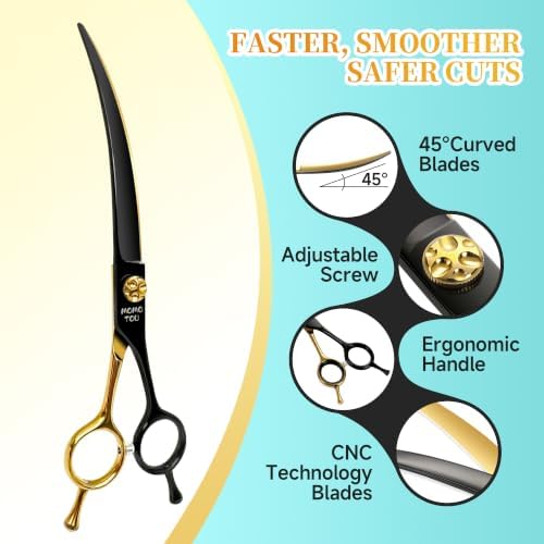 45° Super Curved Dog Grooming Scissors 7.5" CNC 440C Blades - Image 2