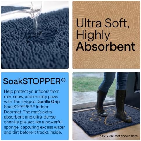 GORILLA GRIP SoakSTOPPER Dog Door Mat, Machine Wash and Dry, 30x20 Navy - Image 4