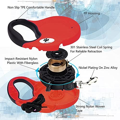 16 ft Retractable Dog Leash for Large Dogs up to 110 lbs, Tangle-Free Nylon Tape - Image 2