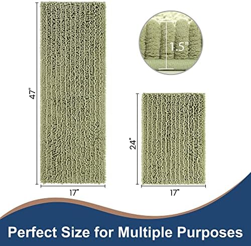 Luxury Chenille Light Sage Green Bathroom Rugs Sets 2 Piece, Thickened Hot Melt - Image 6