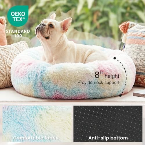 Love's cabin Calming Cat Bed for Indoor Cats, Anti-Anxiety Donut Round Dog Bed - Image 3