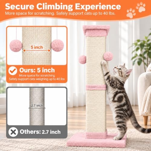 Cat Scratching Post 33 Inch Nature Sisal Cat Scratch Post - Image 6