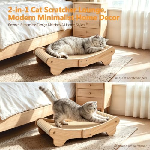 Large Sisal Cat Scratcher Bed Wooden Scratching Pad - Image 4