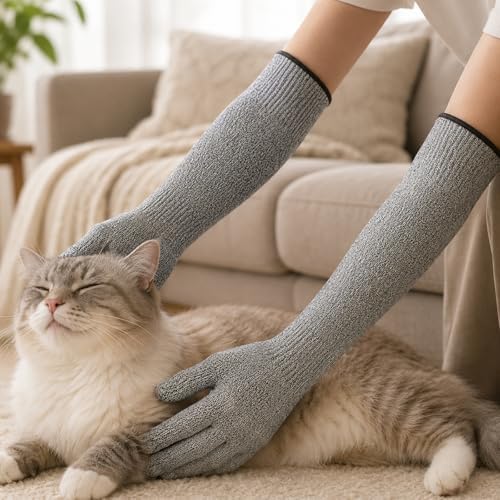 QYANGG Cat Grooming Gloves, Ultra-Flexible Pet Handling Sleeves: 15.7” - Image 5