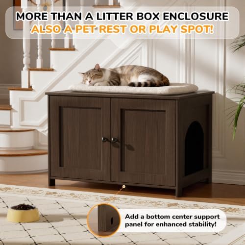 Cat Litter Box Enclosure Furniture Dog Proof, Hidden Kitty Washroom Cabinet Low - Image 6