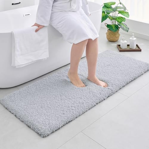 Disolla Silver Grey Bathroom Runner Rug 24x59, Soft Plush Large Bath Mat by Disolla