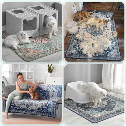 Hompet Cat Litter Mat 2 Pack, 18x28 Machine Washable Trapping Mats - Image 4