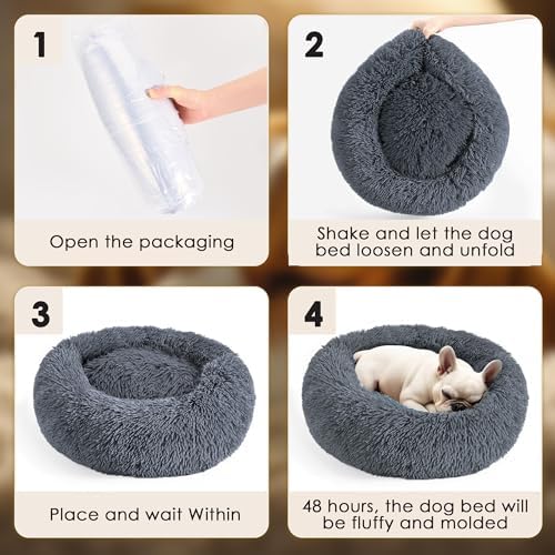 28in Large Dog Bed, Calming Donut Bed - Image 7