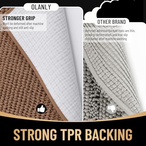 OLANLY Thick Chenille Bathroom Rugs 36x24, Soft Absorbent Bath Mat - Image 5