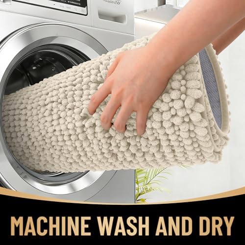 OLANLY Thick Chenille Large Bathroom Rugs 59x35, Absorbent Bath Mat - Image 4