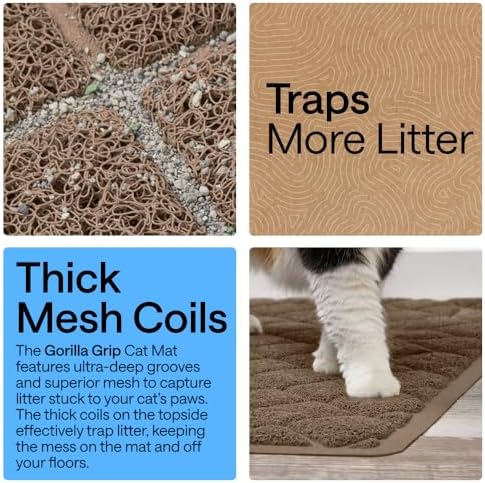 GORILLA GRIP Cat Litter Box Mat, Coiled Mesh Trapping Mats, 24x17 Brown - Image 3