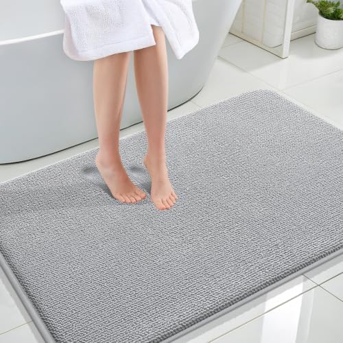 OLANLY Memory Foam Large Bathroom Rug 47x32, Absorbent Bath Mat, Light Grey by OLANLY