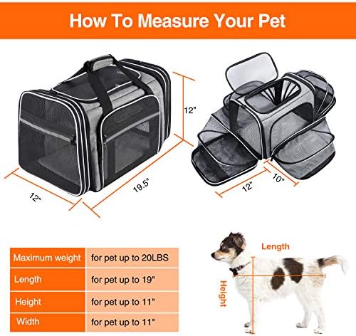 TSA Airline Approved Soft Sided Pet Carrier Top Loading 4 Side Expandable Large - Image 2